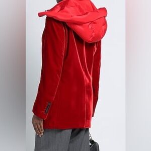 VINTAGE Black Velvet Hooded Blazer Jacket